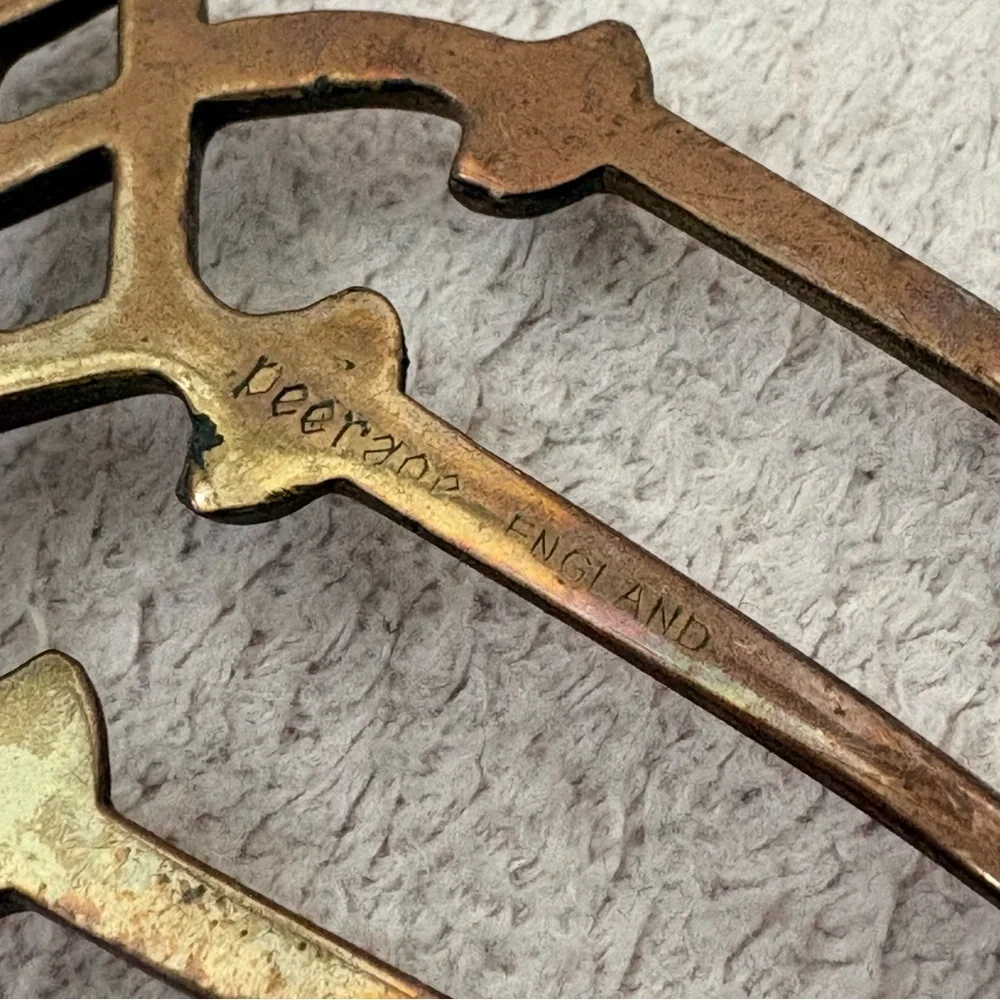 Vintage Peerage Brass Toasting Fork Fireplace Hearth Kitchen Wall Decor Stamford